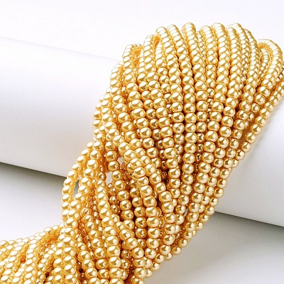 Glass Pearl Beads Strands X-HY-4D-B28-1