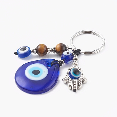 Teardrop Evil Eye Lampwork Keychain KEYC-JKC00244-1