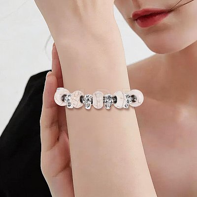50Pcs Skull Alloy European Beads MPDL-PA0001-02-1