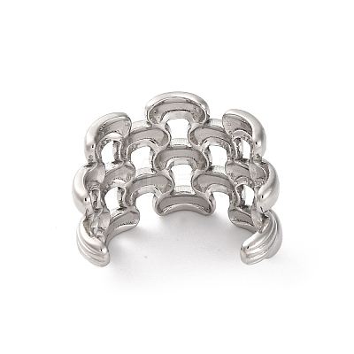 304 Stainless Steel Web Open Cuff Rings RJEW-K258-06P-1