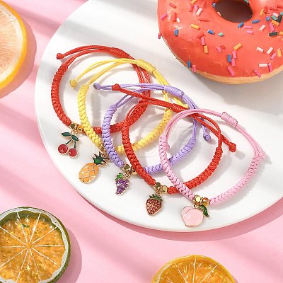 Alloy Enamel Fruit Charm Bracelet BJEW-JB09848-1