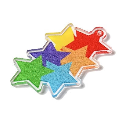 Printed Pride Rainbow Acrylic Big Pendants OACR-L018-15A-1