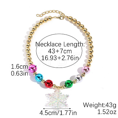 Christmas Theme AB Color Acrylic Pendant Round Beaded Necklaces FS-WG3DBCD-05-1