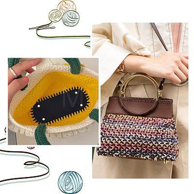   3Pcs 3 Style Oval PU Leather Knitting Crochet Bags Nail Bottom Shaper Pad DIY-PH0009-84-1