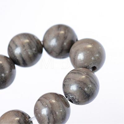 Natural Black Wood Lace Stone Round Bead Strands G-E334-10mm-03-1