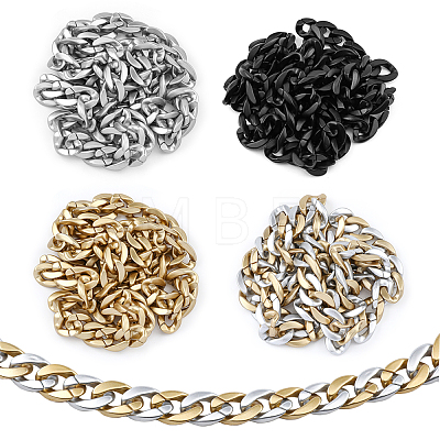 4 Strands 4 Colors Handmade Spray Painted Acrylic Curb Chains CHAC-FH0001-01-1