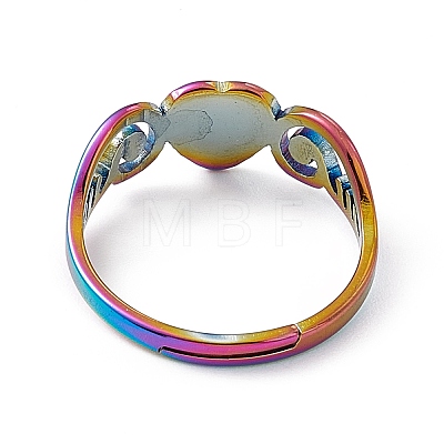 Ion Plating(IP) 201 Stainless Steel Heart Adjustable Ring for Women RJEW-K242-01M-1