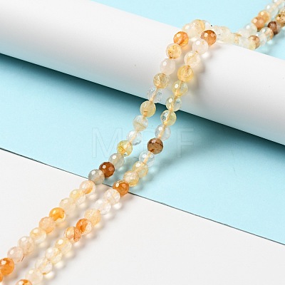 Natural Yellow Hematoid Quartz/Golden Healer Quartz Beads Strands G-E571-34A-1