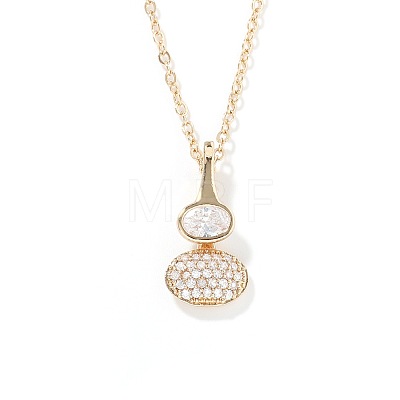 Brass Pave Clear Cubic Zirconia Gourd Shape Pendant Necklaces for Women YJ8780-1