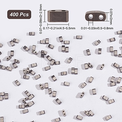 400Pcs 2-Hole Glass Seed Beads SEED-CN0001-08-1