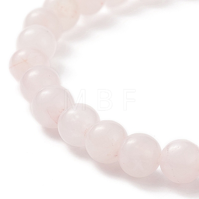 5Pcs 5 Style Natural Rose Quartz & Brass Beaded Stretch Bracelets Set BJEW-JB08870-02-1