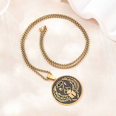 Religion 201 Stainless Steel Eye of Horus Egyptian Scarab Pendant Egyptian Scarab Box Chain Necklaces SA-H003-02G-1