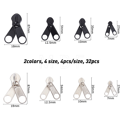 BENECREAT Zinc Alloy Double Head Zipper Sliders PALLOY-BC0001-07-1