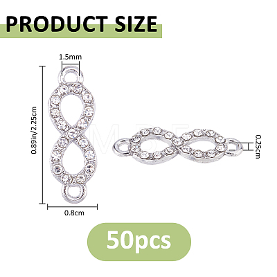 50Pcs Alloy Crystal Rhinestone Links/Connectors ALRI-FH0001-25P-1