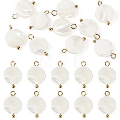 10Pcs Natural Shell Disc Pendants STAS-TA0006-28-1