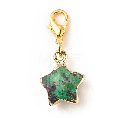 Natural Gemstone Star Pendant Decorations HJEW-JM00686-1