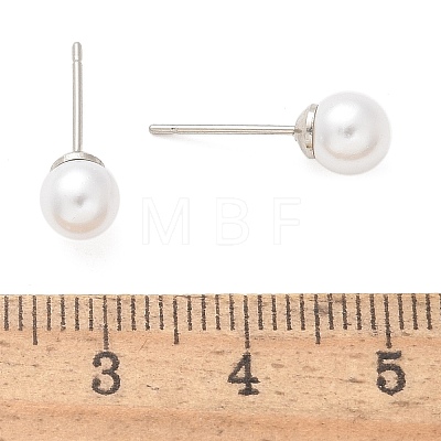 Brass ABS Imitation Pearl Stud Earrings EJEW-B132-01A-P-1