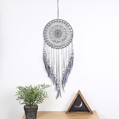 Woven Web/Net with Feather Wall Hanging Decorations PW-WG80788-01-1