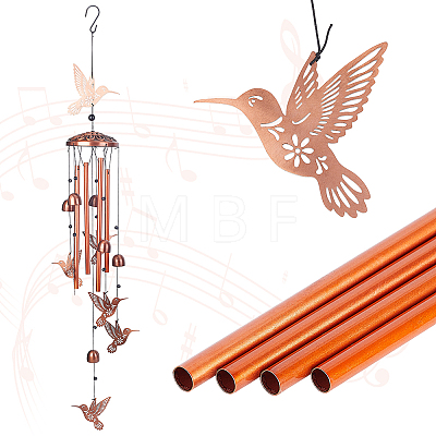 Aluminium Hummingbird Wind Chime AJEW-WH0481-677-1