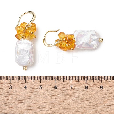 Natural Amber Dangle Earrings EJEW-JE07055-1