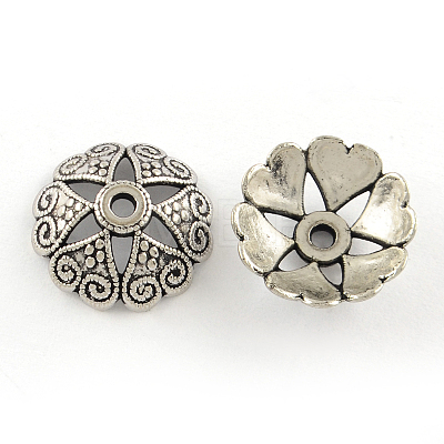 Tibetan Style Alloy Bead Caps X-TIBEP-R304-054AS-LF-1