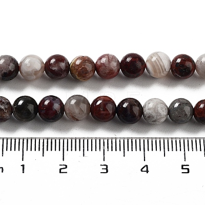 Natural Mexican Red Laguna Lace Agate Round Beads Strands G-NH0005-A31-01-1