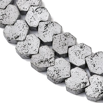 Electroplated Natural Lava Rock Beads Strands G-K388-04A-07-1