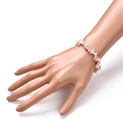 Natural Pink Opal Chip Beads Stretch Bracelets BJEW-JB06618-1