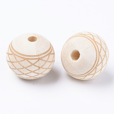 Unfinished Natural Wood European Beads WOOD-S057-020B-1