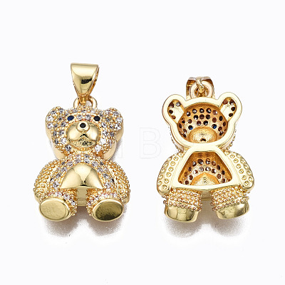 Brass Micro Pave clear Cubic Zirconia Pendants ZIRC-N039-170-NF-1