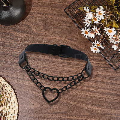 Punk-style Imitation Leather Chocker Necklaces NJEW-CL0001-29-1