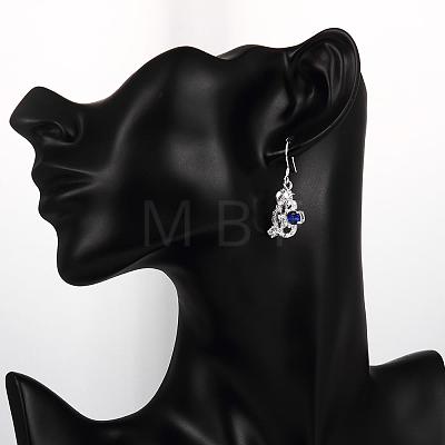 Unique Design Heart with Vine Brass Cubic Zirconia Dangle Earrings EJEW-BB03614-01A-1