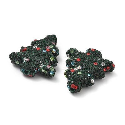 Christmas Tree Polymer Clay Rhinestone Beads CLAY-NH0001-14H-1