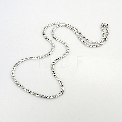 Men's Casual Style 304 Stainless Steel Figaro Chain Necklaces STAS-O037-17P-1