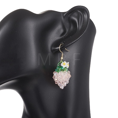 Strawberry Glass Seed & Glass Beaded Dangle Earrings EJEW-MZ00689-01-1