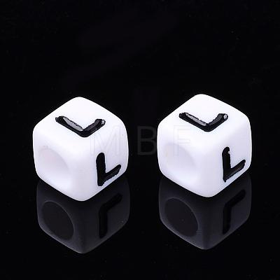 Acrylic Horizontal Hole Letter Beads PL37C9129-L-1