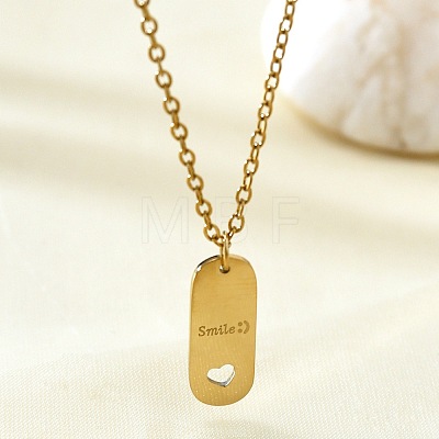 201 Stainless Steel Smile Oval Pendant Necklaces for Women WG85DC7-01-1
