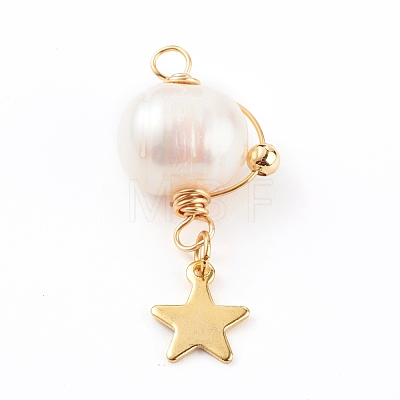 Natural Cultured Freshwater Pearl Pendants PALLOY-JF00673-02-1