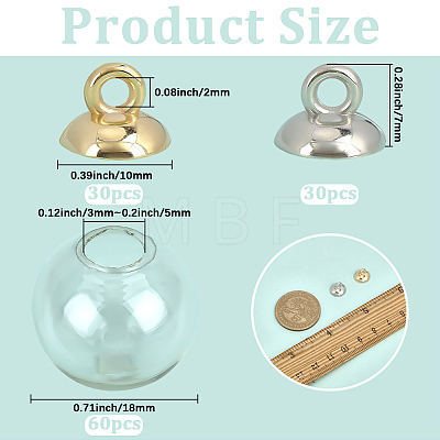 60Pcs Round Mechanized One Hole Blown Glass Globe Ball Bottles BLOW-PA0001-03C-1