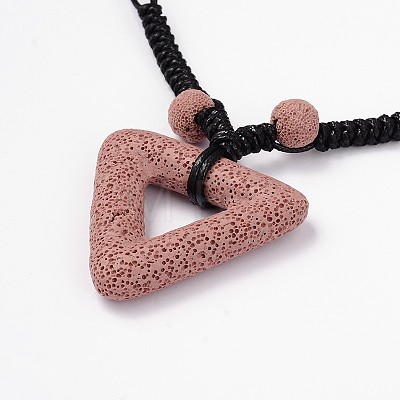 (Jewelry Parties Factory Sale)Triangle Lava Rock Pendants Necklaces NJEW-D205-03-1