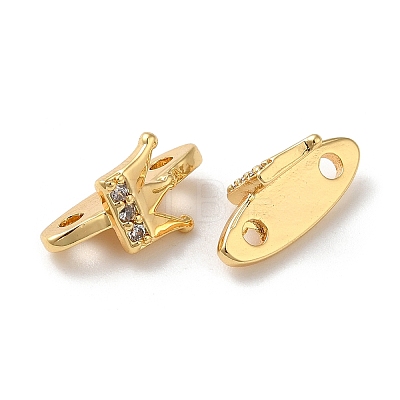 Brass Micro Pave Clear Cubic Zirconia Slide Charms KK-P239-20G-1