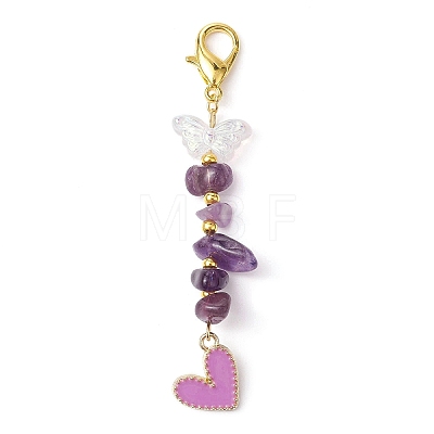 Natural & Synthetic Gemstone Chips Pendant Decoration HJEW-JM01460-1