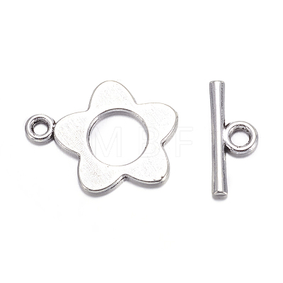 Flower Tibetan Style Alloy Toggle Clasps LS-A0977Y-1