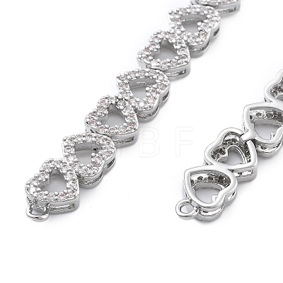 Brass Micro Pave Clear Cubic Zirconia Multi Heart Connector Charms KK-B125-05P-1