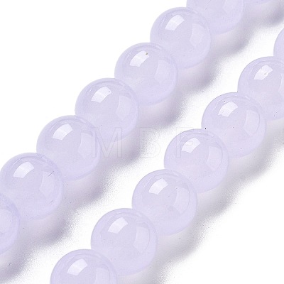 Imitation Jade Glass Round Beads Strands GLAA-A016-01A-1