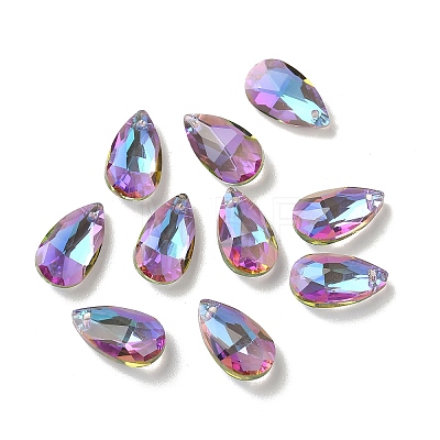Faceted Teardrop Glass Pendants GLAA-O008-A30-1