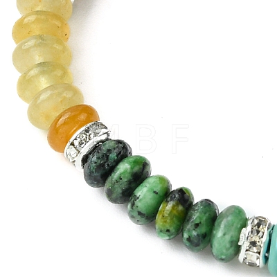 Natural & Synthetic Mixed Gemstone Flat Round Braided Bead Bracelets BJEW-JB09711-1