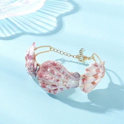 Natural Scallop Shell Bangles for Women BJEW-TA00748-1
