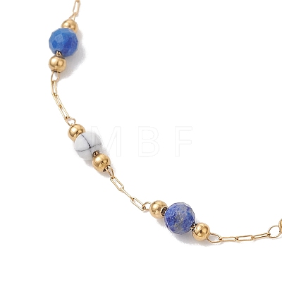 Handmade Mixed Stone Beads & 316 Stainless Steel Round Link Chains Bracelets BJEW-JB13340-1