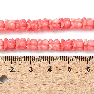 Synthetic Coral Dyed Carved Beads Strands SHEL-G023-01A-1